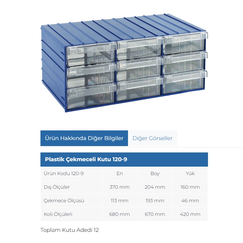 PLASTİK ÇEKMECE SET 120-9 MAVİ ŞEFFAF (12pcs)